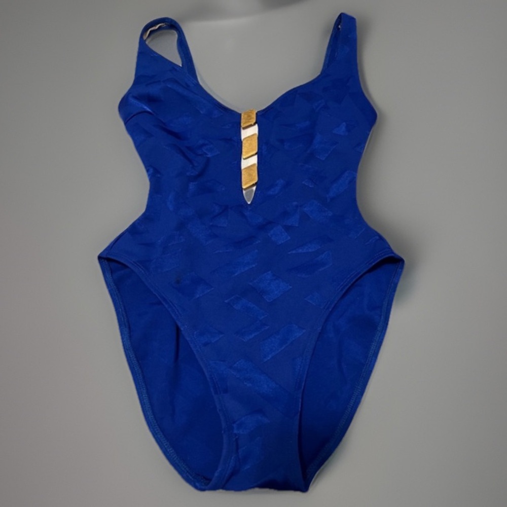 La Blanca Stunning Royal Blue with Gold Buckles - One Piece